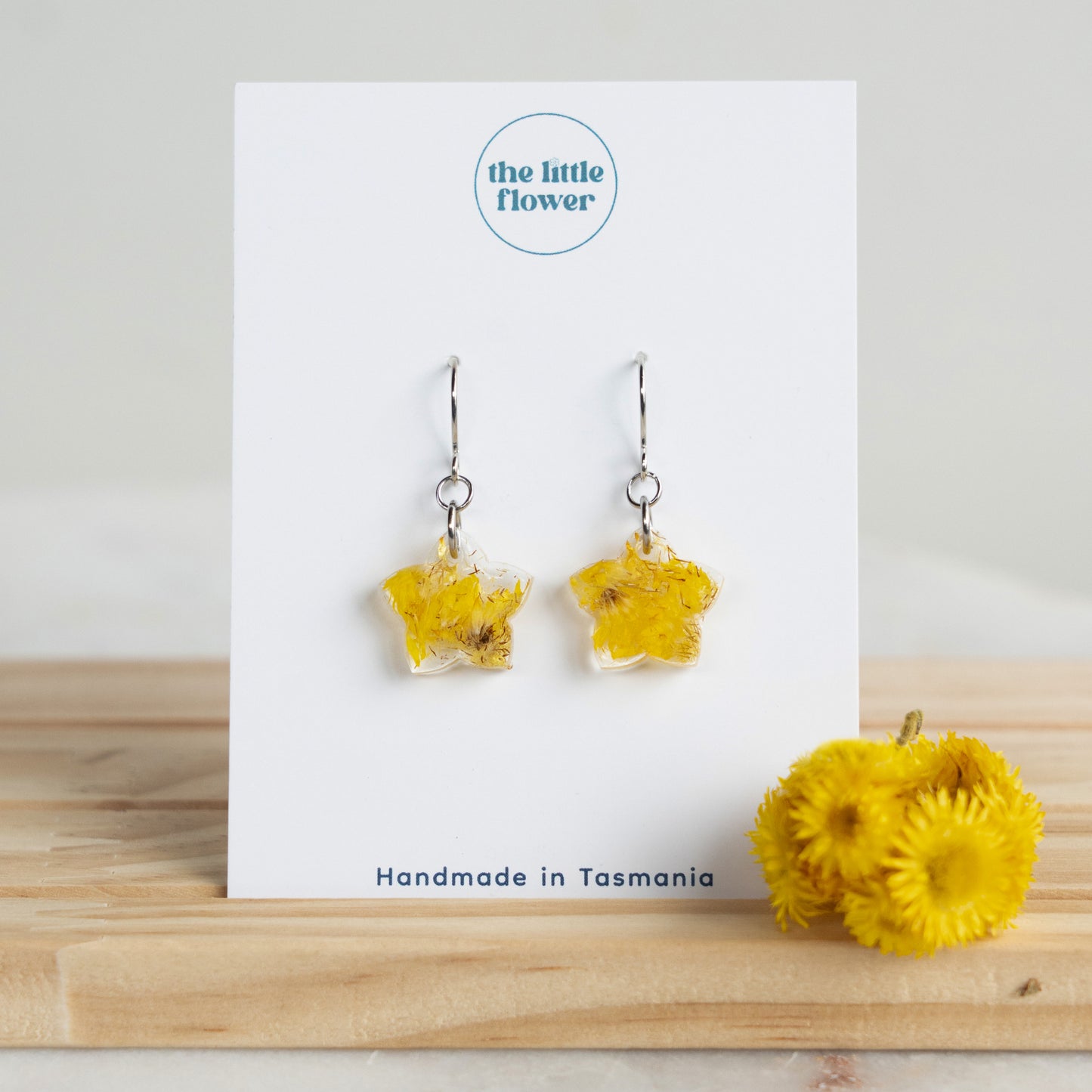 Yellow Button Star Earrings - The Native Collection