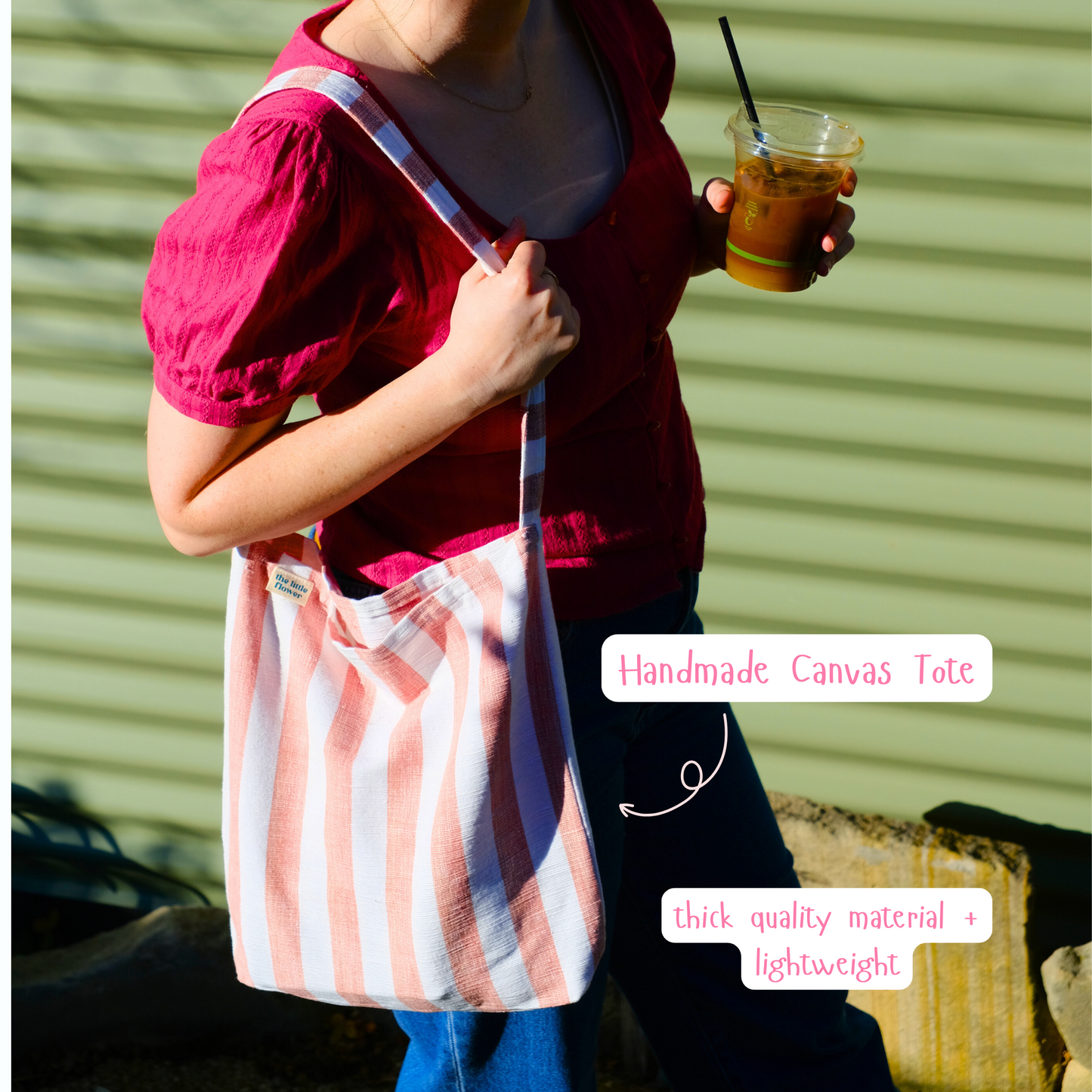 Candy Cane Tote + Bow Huggie Set