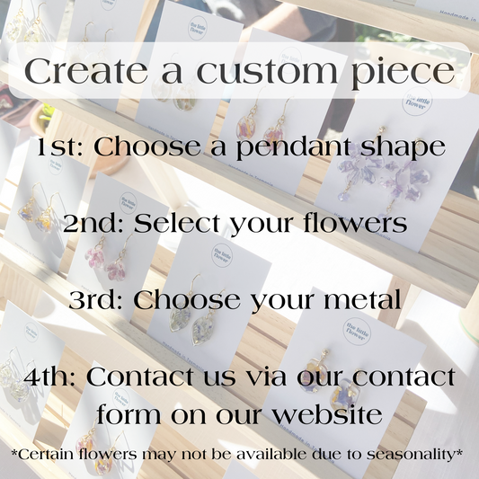 Custom order instructions, custom piece, personalised jewellery, real flower jewellery, image 2