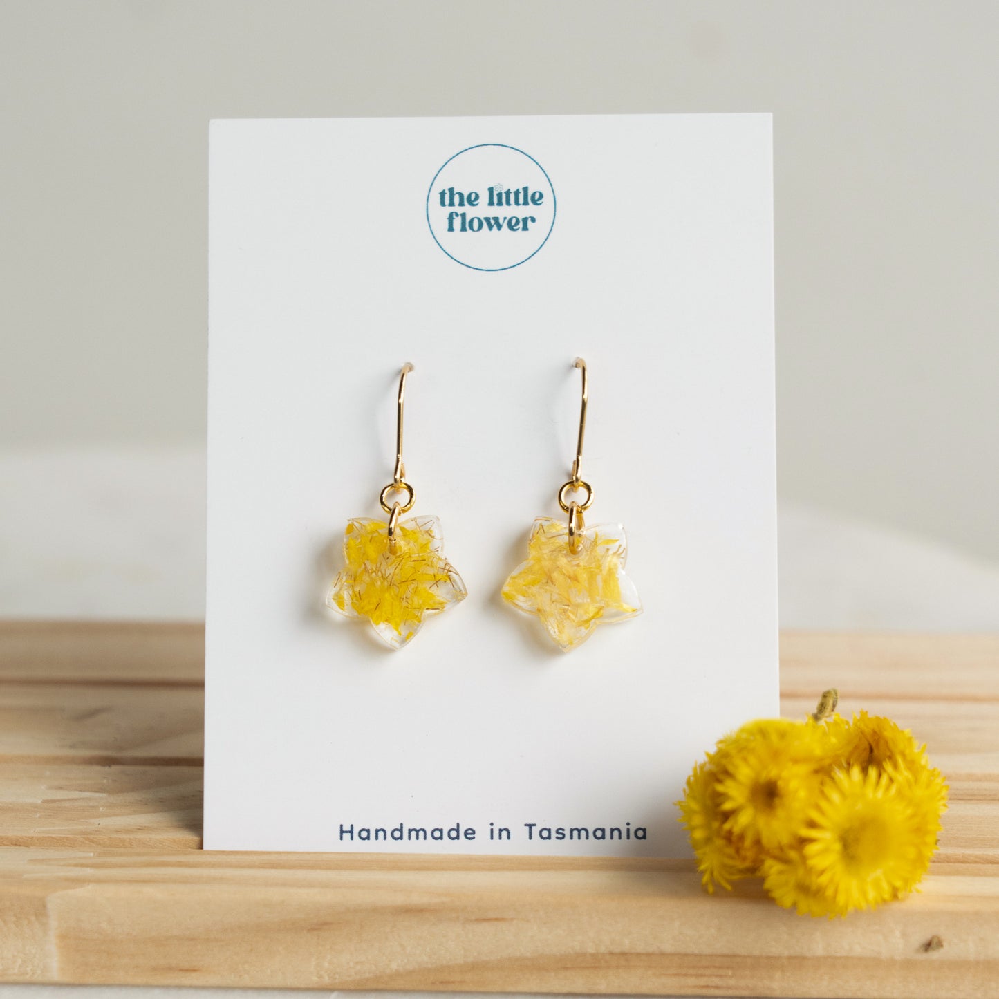 Yellow Button Star Earrings - The Native Collection