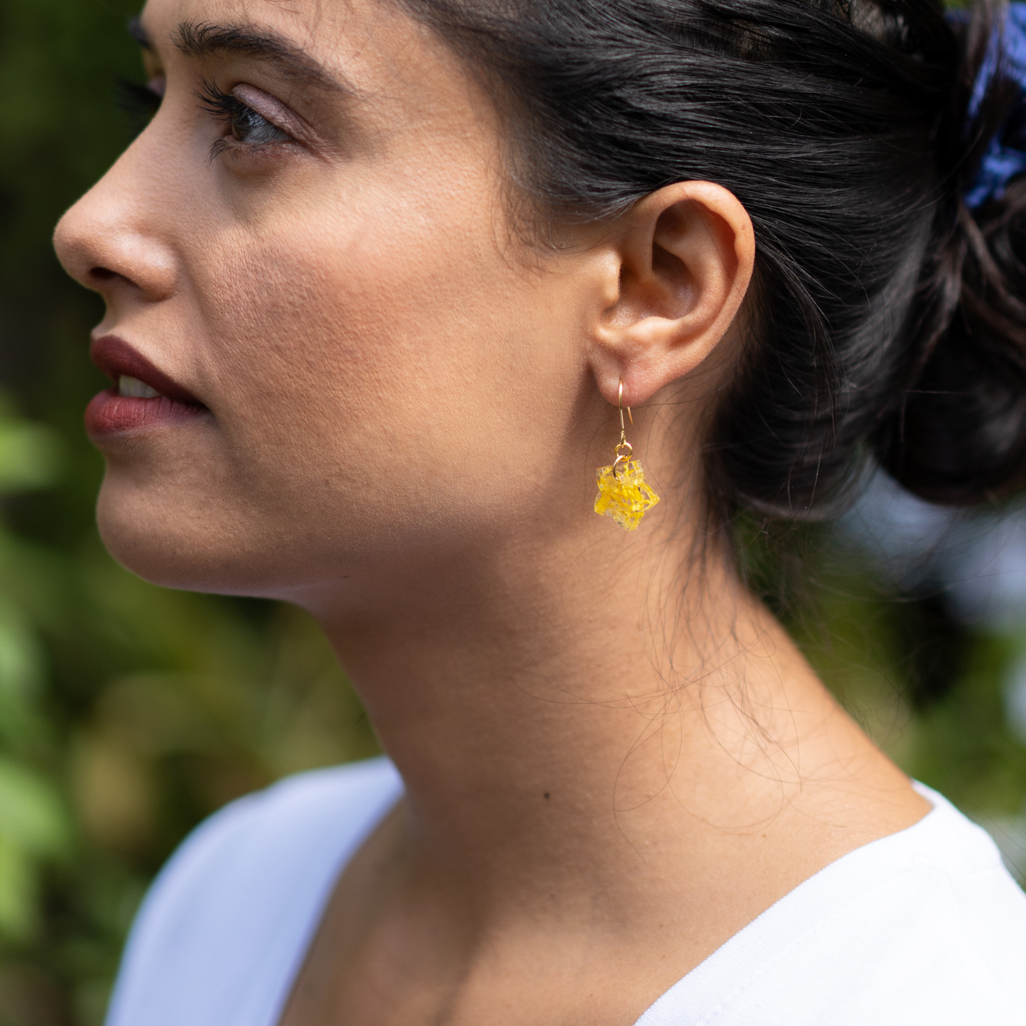 Yellow Button Star Earrings - The Native Collection