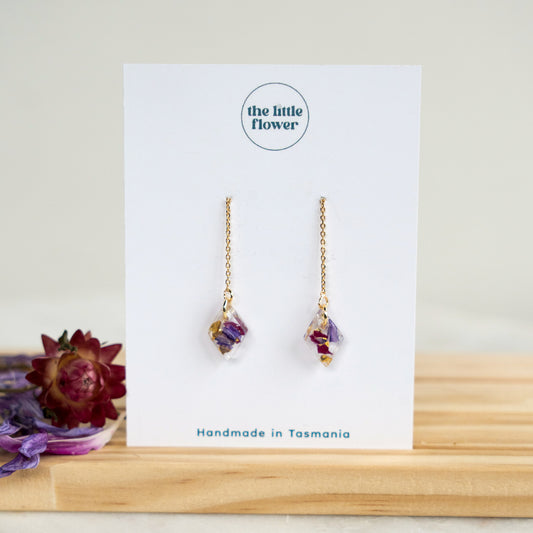 Lilás Flower Threader Earrings