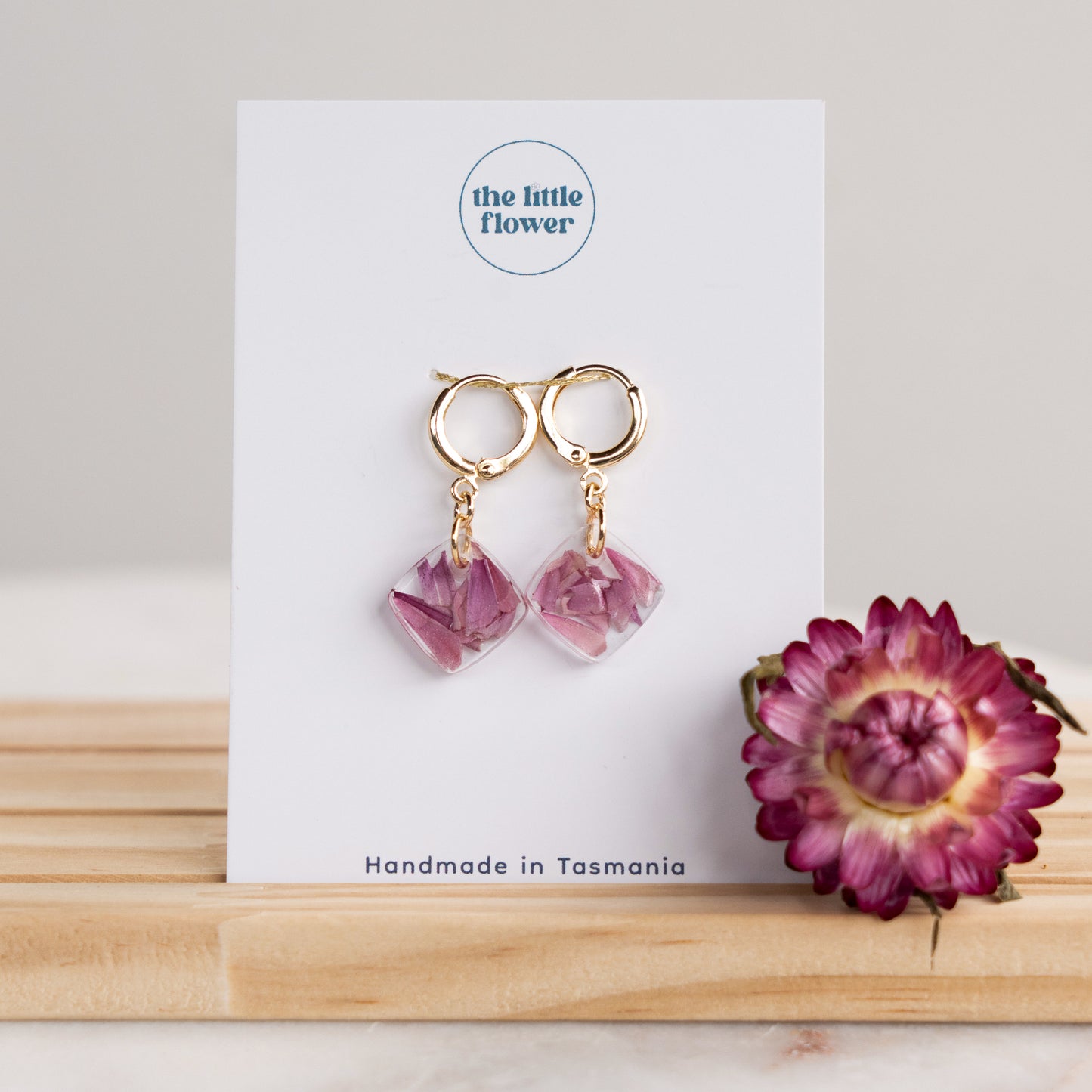 Pink Strawflower Earrings