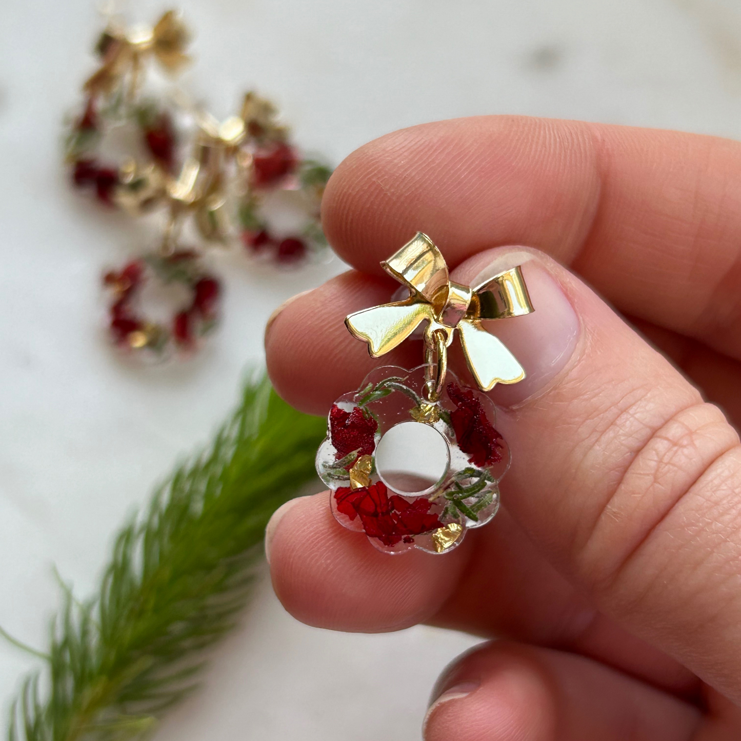 Christmas Wreath Dangle Earrings