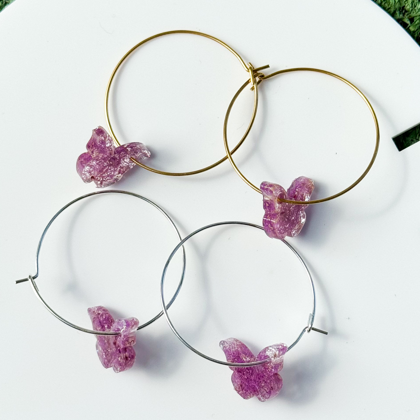 Butterfly Flower Hoops