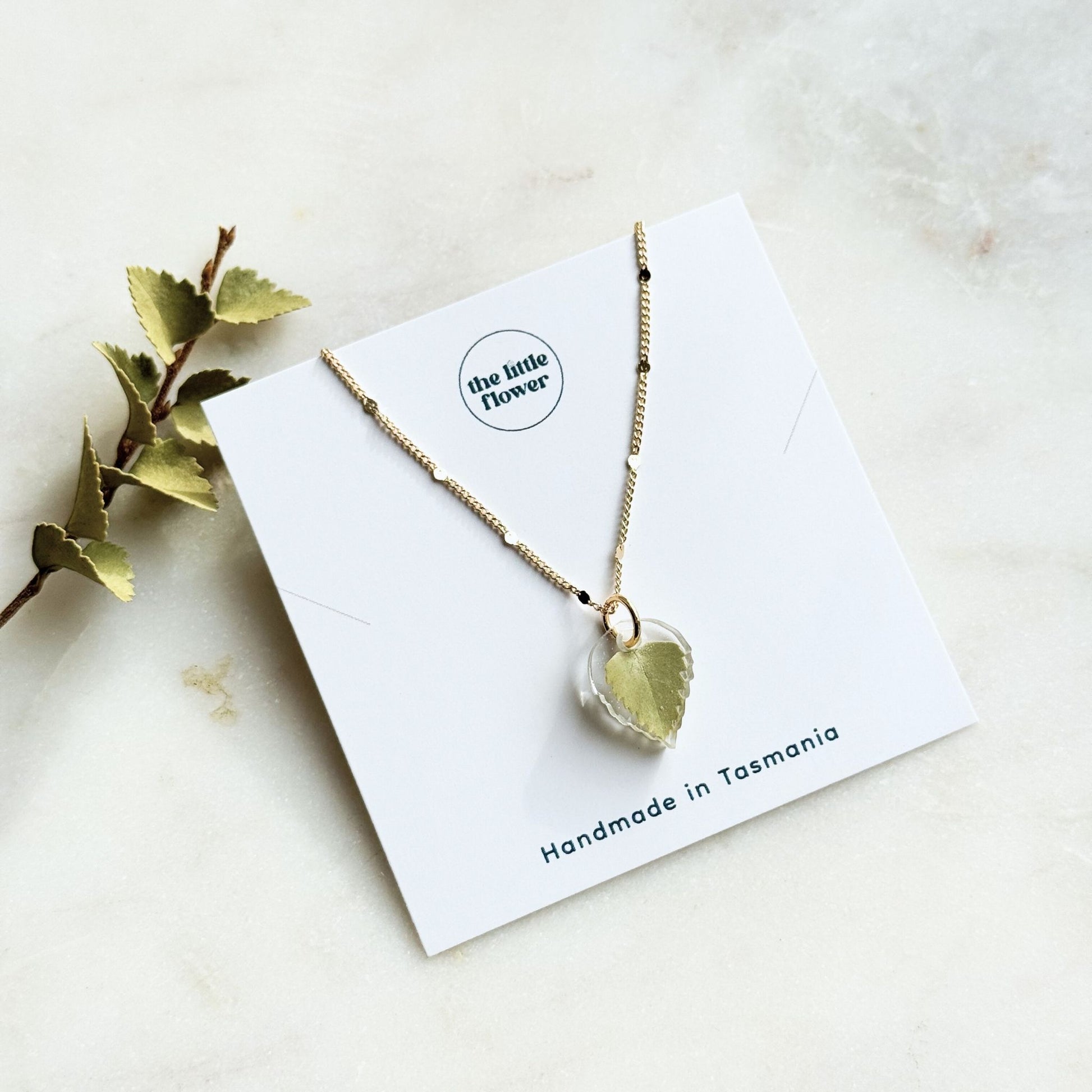 Lemon Myrtle Leaf Pendant Necklace, Gifts for women, Botanical Jewellery, Handmade in Tasmania, Product Image 2