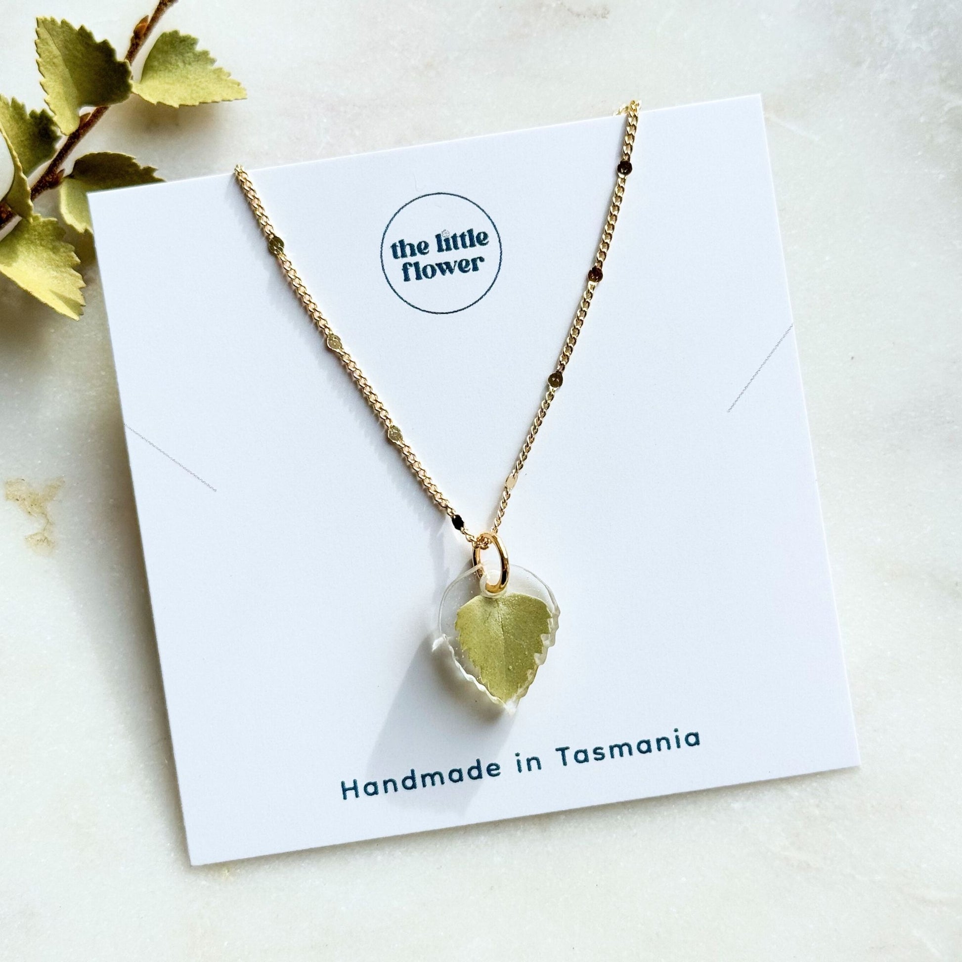 Lemon Myrtle Leaf, Leaf Pendant Necklace, Resin Jewellery, Nature Inspired, Product Image