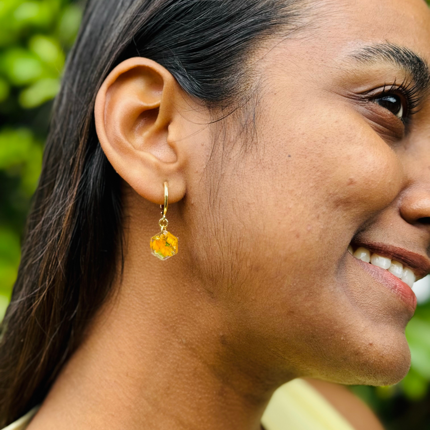 Sunflower Huggie Earrings