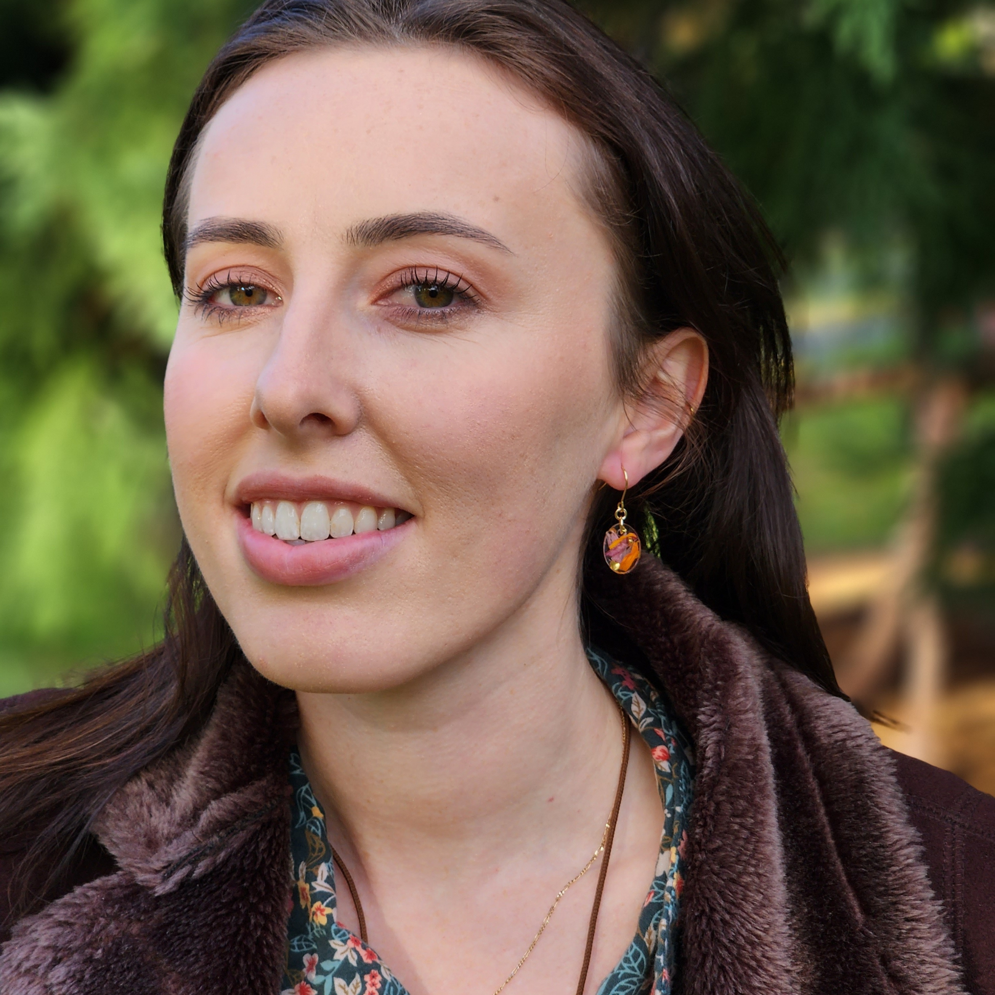 Coral Orange and Pink Little Flower Earrings Real Flower