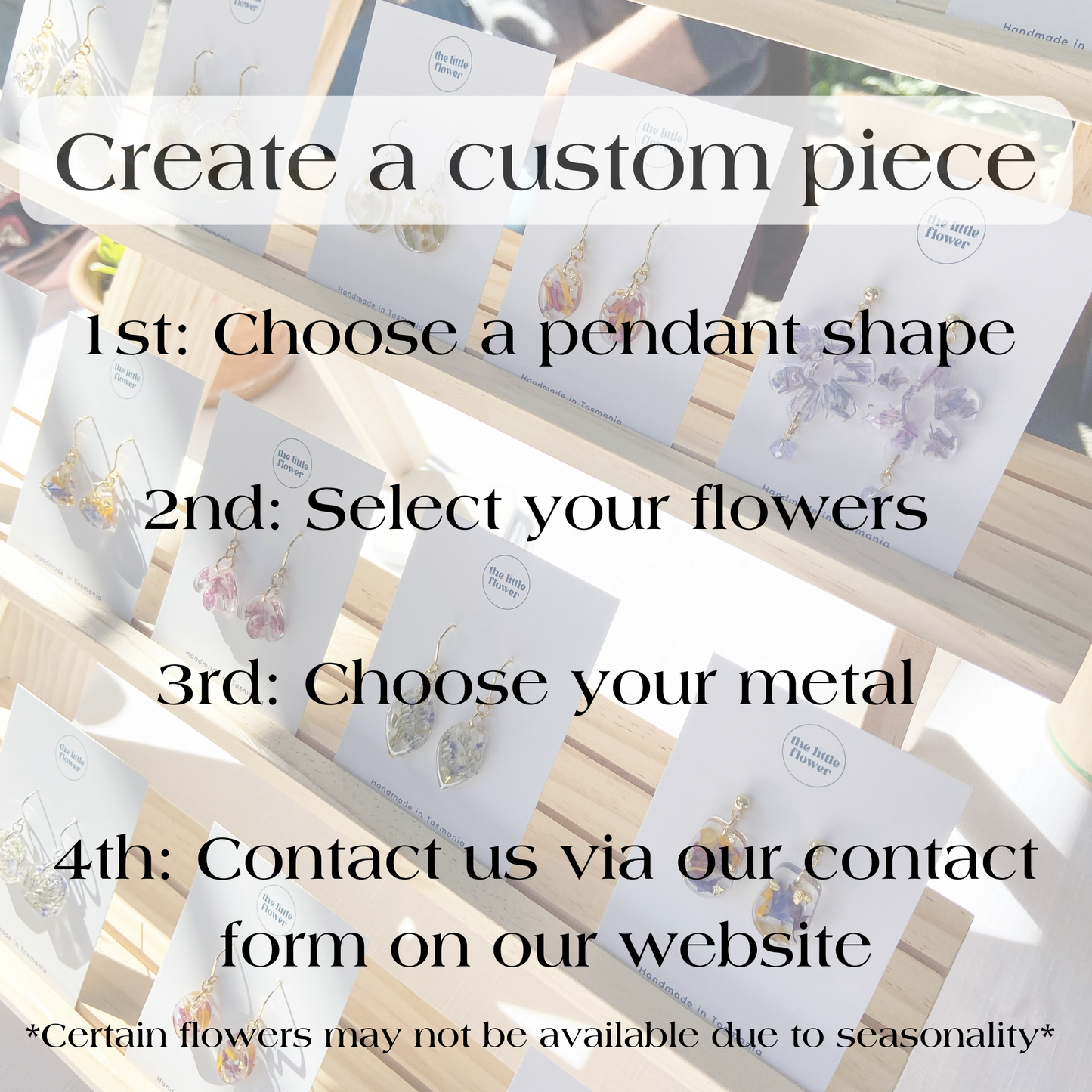 Custom order instructions, custom piece, personalised jewellery, real flower jewellery, image 2