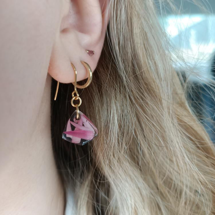 Pink Strawflower Earrings